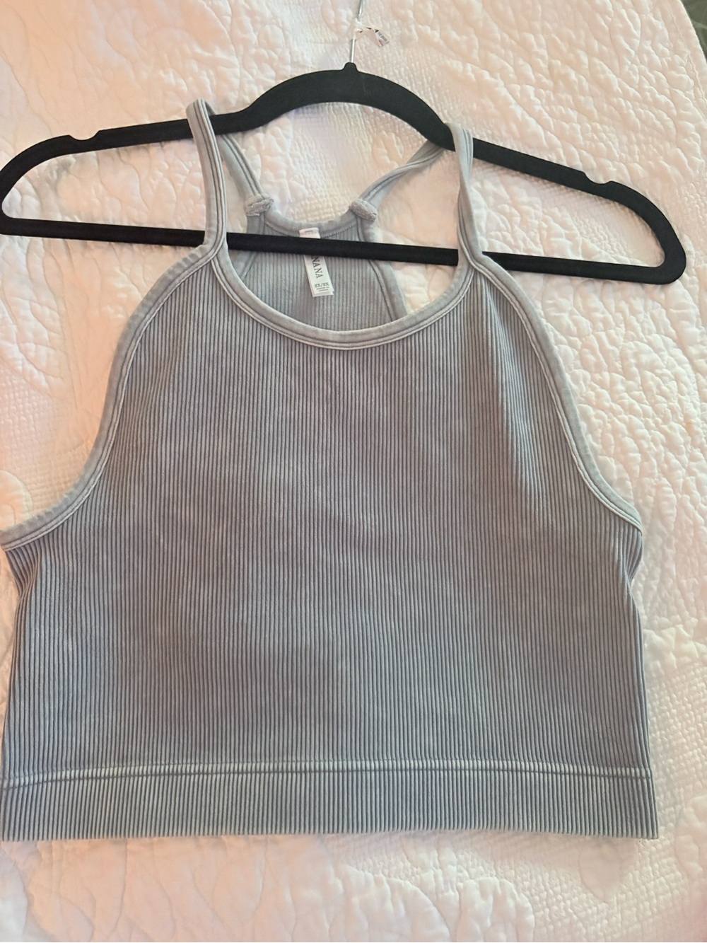 Zenana Outfitters Light Blue Ribbed Sports Bra